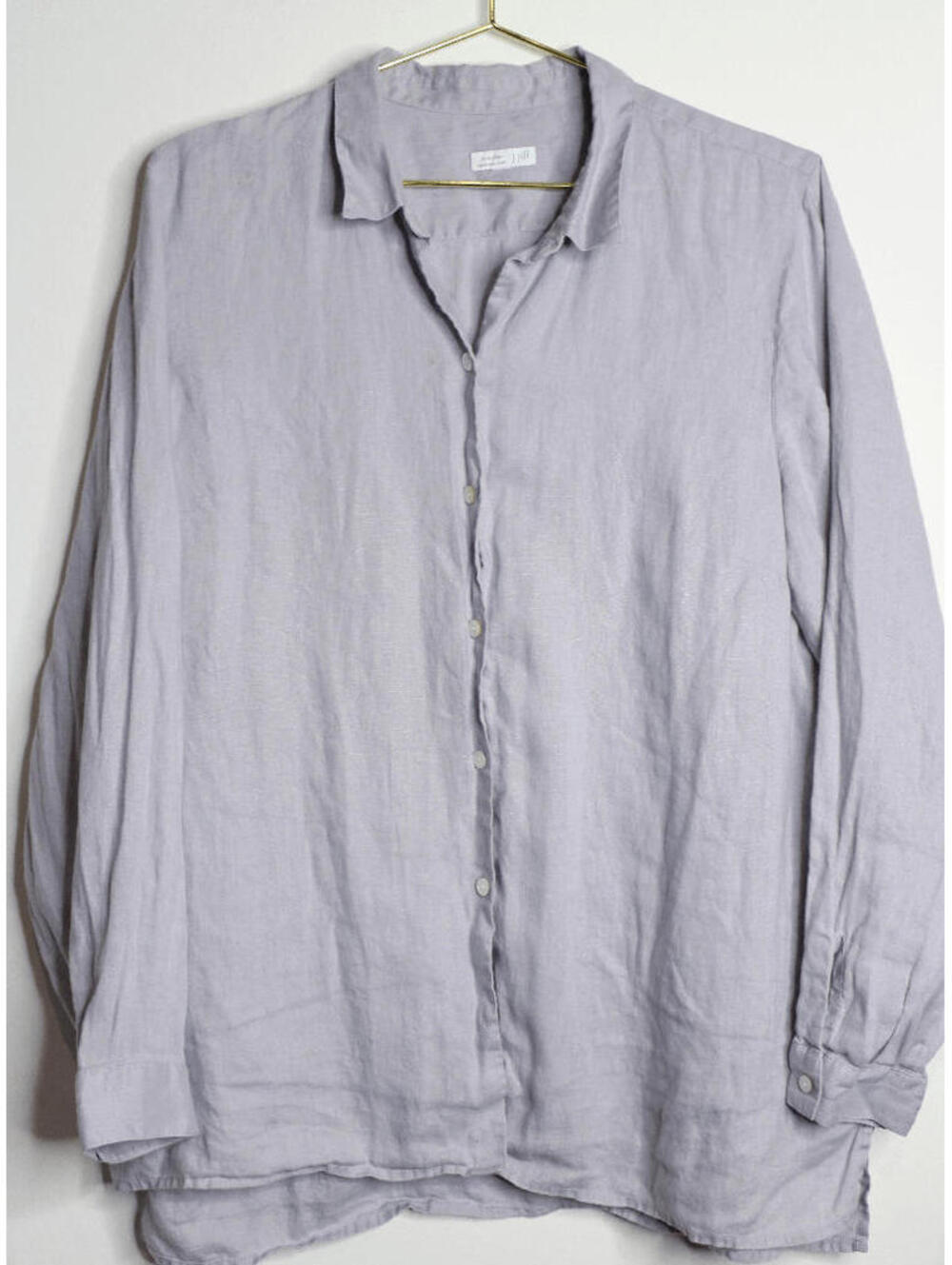 J. Jill Gray Linen Button Down Blouse Top - Large